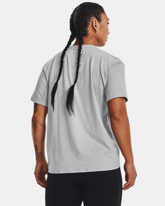 女士UA Essential Cotton Stretch T恤 in Gray image number 1